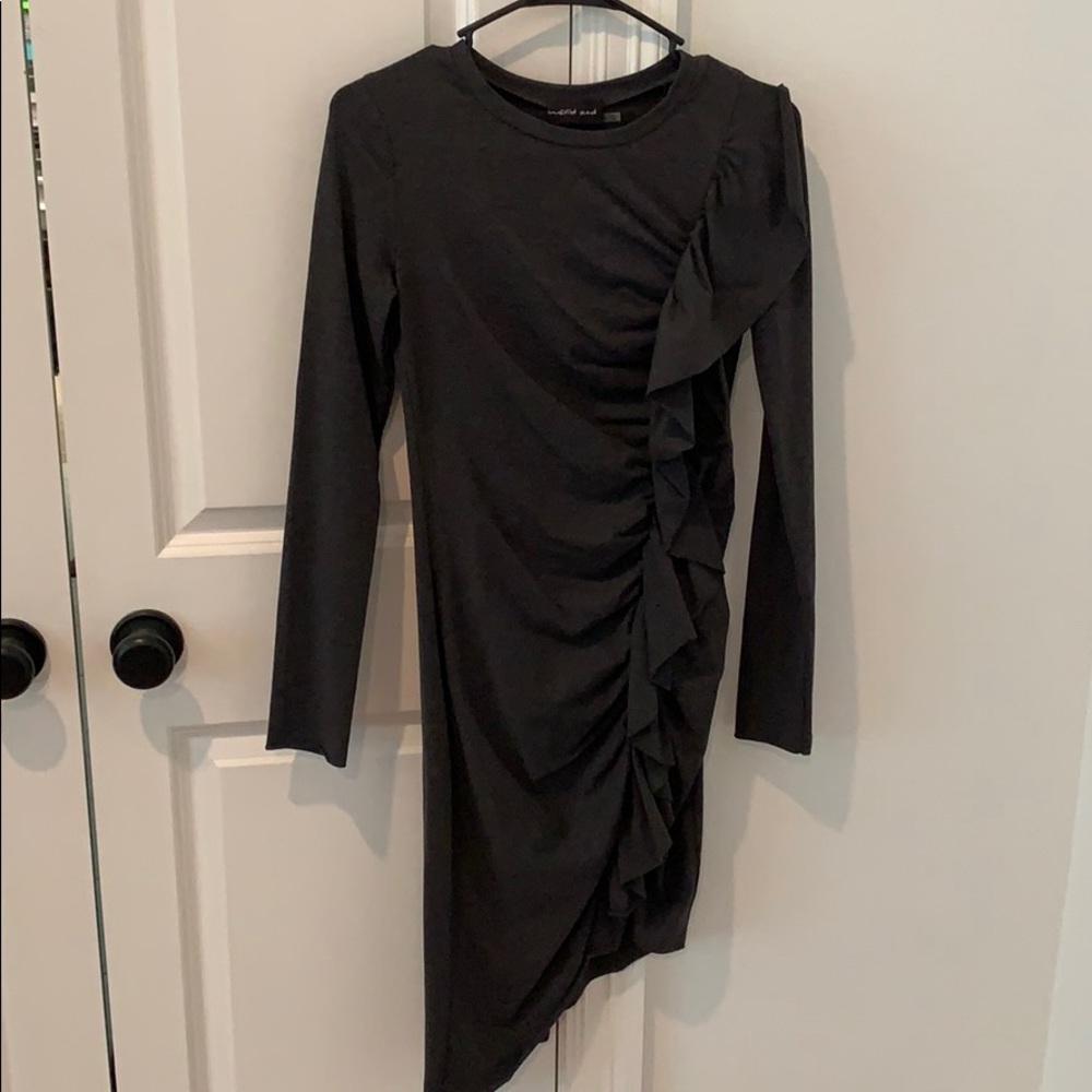 Asymmetrical charcoal dress